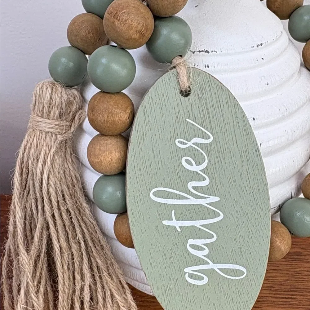 Farmhouse Beaded Loop Garland for Tiered Tray Decor, Farmhouse & Country Decor